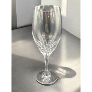 Platinum rimmed Crystal Water Goblet Glass 8 1/5" x  2 3/4"